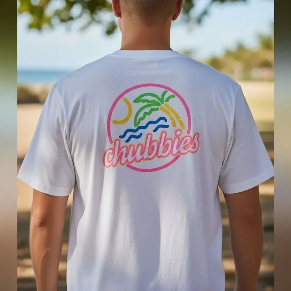 Chubbies White Tee with Colorful Graphic